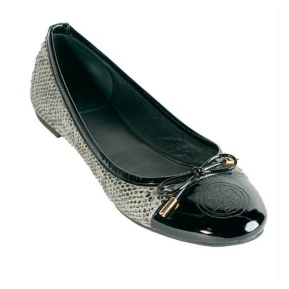 TORY BURCH Black Verbena Snake Print Flats NWT - Picture 11 of 12